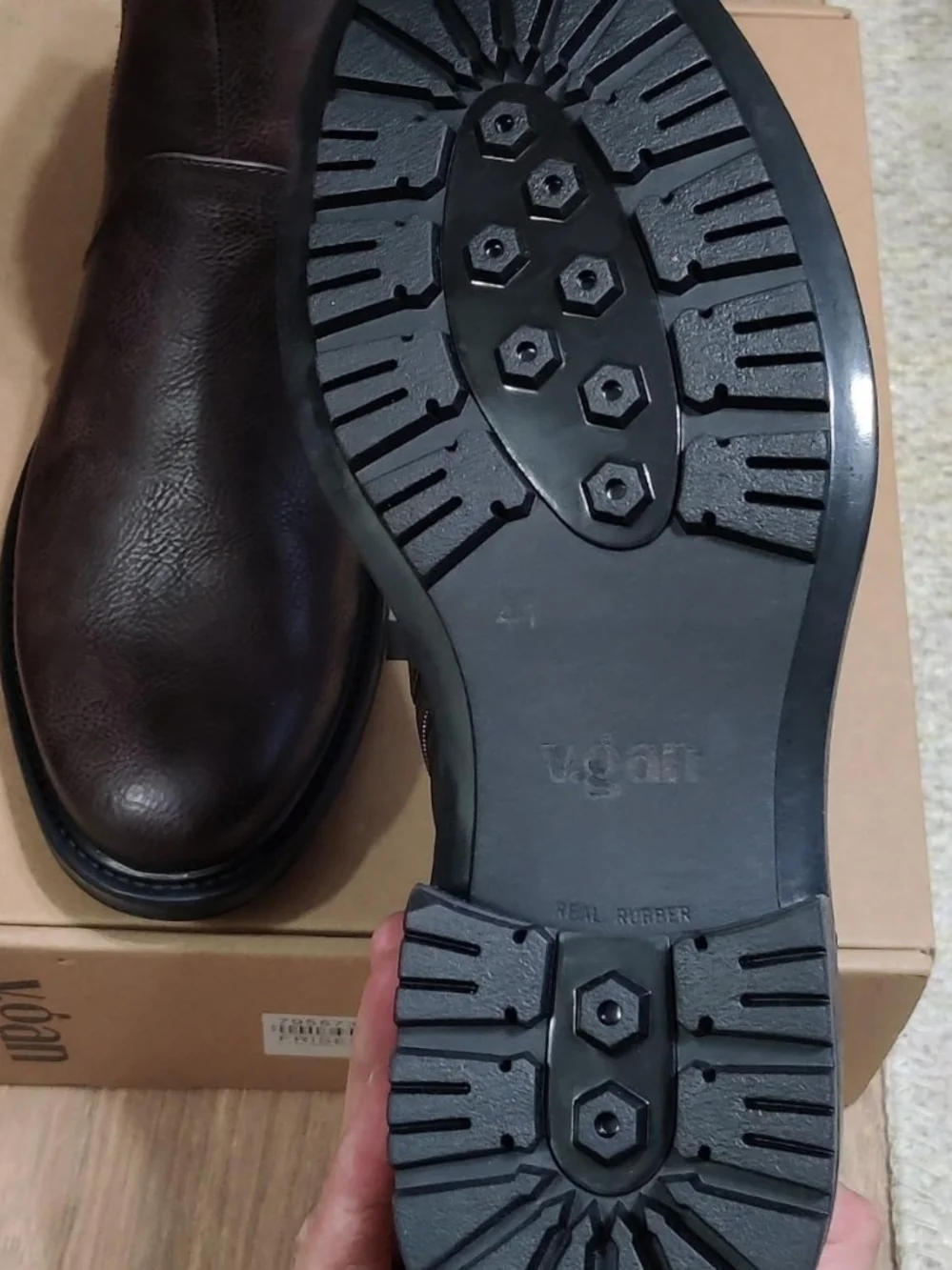 V.gan Frisee Inside Zip Boots Men's Brown Leather Chelsea Boots Size 8
